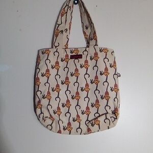 BUNGALOW 360Canvas Monkey Print Tote Bag in Cream